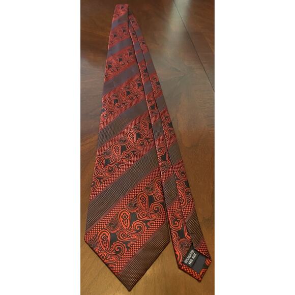 Milano Moda Red Black Hand Made 100% Polyester Men’s Neck Tie Made In China - Picture 3 of 9